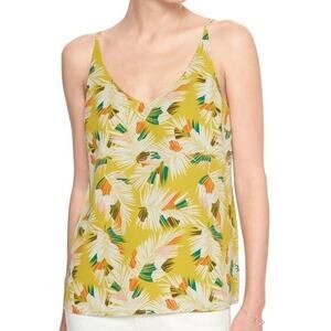Banana Republic Tropical Feather Yellow‎ tank Top SZ S